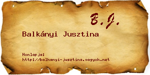 Balkányi Jusztina névjegykártya